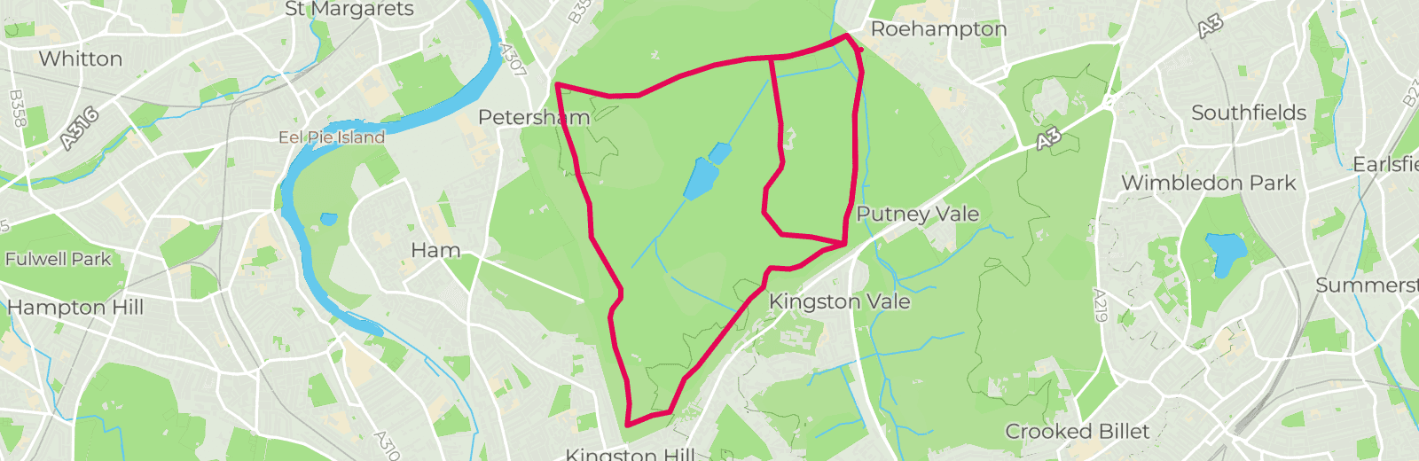 Map of Tour de Richmond Park route