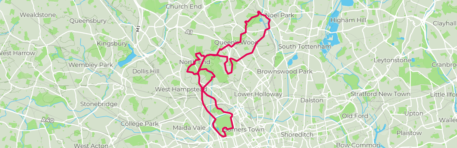 Map of Ally Pally Hills route