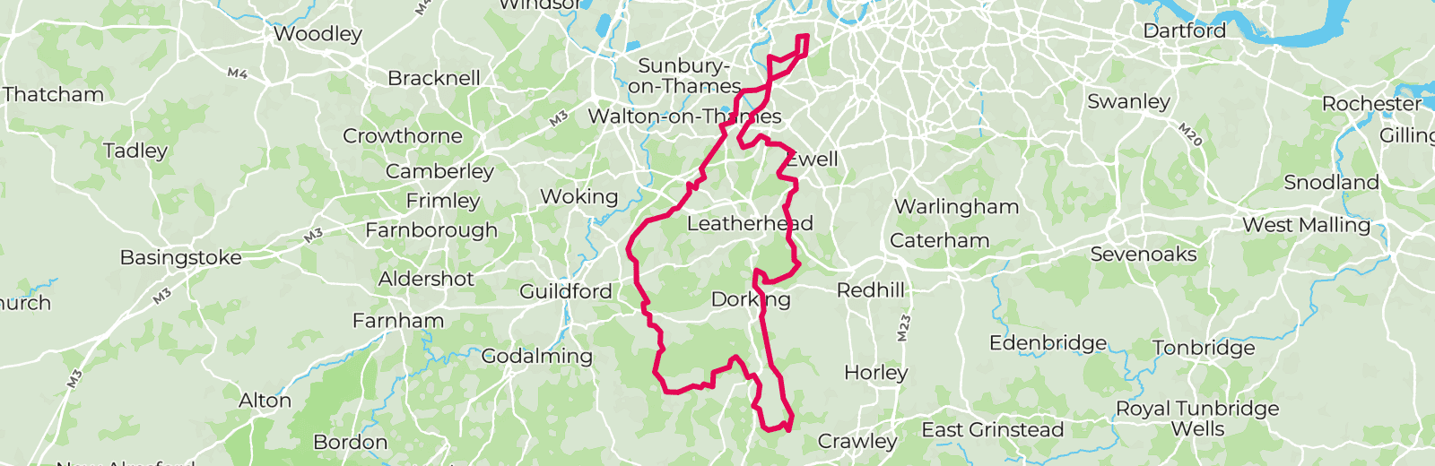 Map of Surrey Hills route